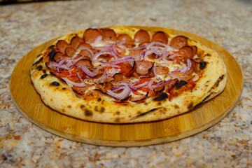 Rustic artisanal pizza in a cozy atmosphere