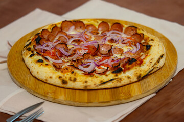 Rustic artisanal pizza in a cozy atmosphere