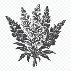 Elegant Floral Bunch with Snapdragon Silhouette Vector Illustration for Design and Decoration