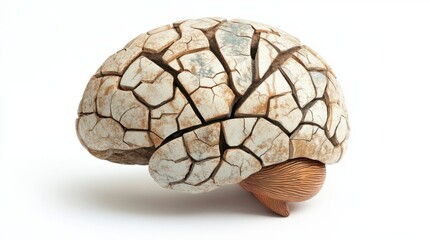 Obraz premium Cracked brain icon, symbolizing mental health issues and psychological distress, isolated on white background