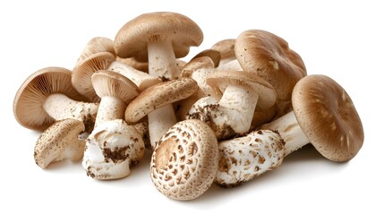 Pile of Agaricus blazei mushroom isolated on white background.