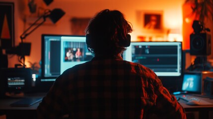 A video editor working on an online movie, making real-time edits and adjustments in cloud-based software