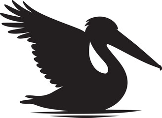 Pelican bird silhouette vector art illustration. Isolated on white background