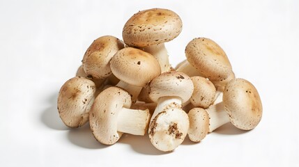 Pile of Agaricus blazei mushroom isolated on white background.