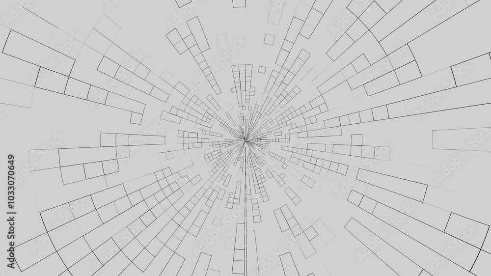 Poster lines and square shapes in circular form animation