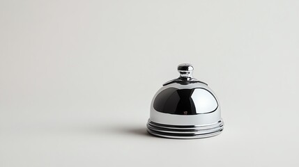 Classic bicycle bell midring, chrome surface reflecting light, white background