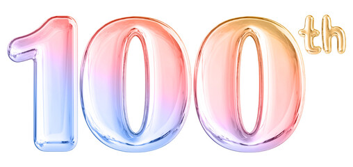 100th Anniversary Gradient Number 3D Illustration