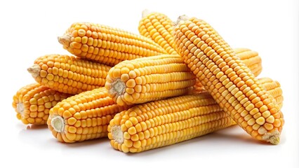 Ripe corn kernels isolated on white background