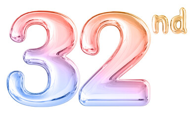 32nd Anniversary Gradient Number 3D Illustration
