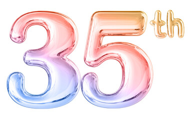 35th Anniversary Gradient Number 3D Illustration