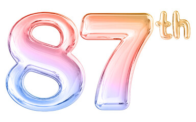 87th Anniversary Gradient Number 3D Illustration