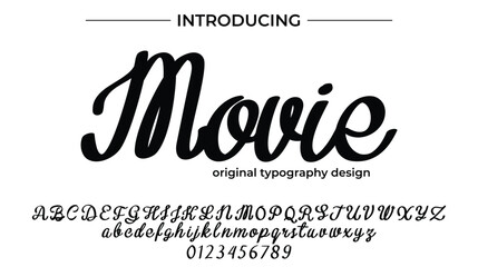 Movie Font Stylish brush painted an uppercase vector letters, alphabet, typeface
