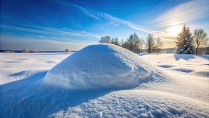 Snow-covered landscape with wide-angle view