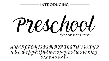 Preschool Font Stylish brush painted an uppercase vector letters, alphabet, typeface