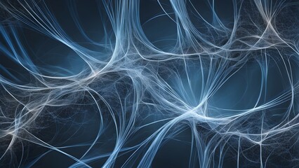 Fototapeta premium Abstract blue and white lines creating a dynamic, ethereal background.