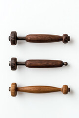 Wooden handles on white isolate background