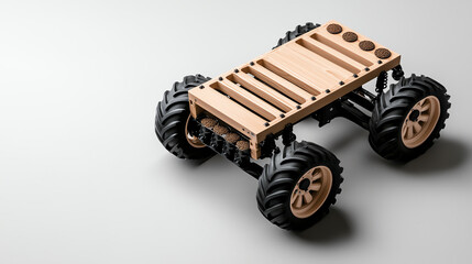 Wooden toy vehicle on a white isolate background