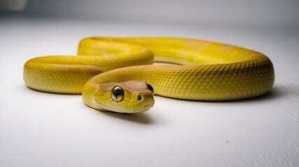 Obraz premium Yellow snake with a black head