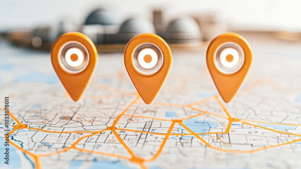 Poster virtual map with highlighted locations