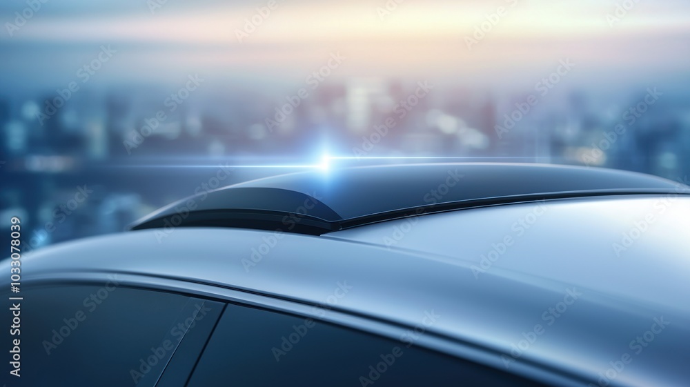 Poster automobile emitting pulsing gps signal in urban setting