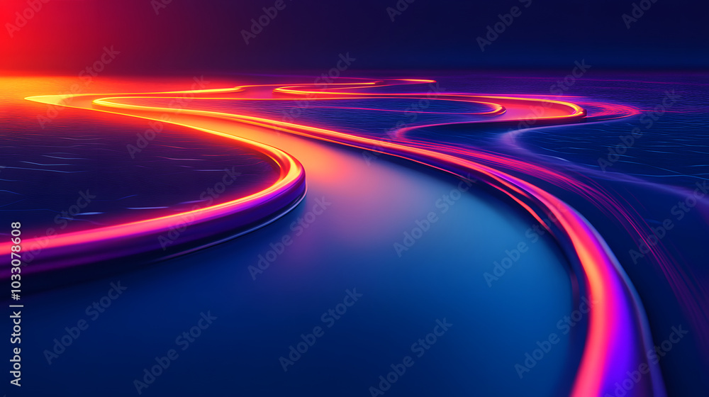 Poster abstract road to success a winding abstract path with gradient shading and glowing lines