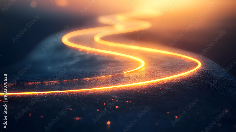 Poster abstract road to success a winding abstract path with gradient shading and glowing lines