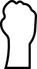 Human hand Gesture icon in trendy black line style. Hand drawn Emoji. Perfect vector for communication, body language, design element. Raise hand Waving sign symbol isolated on transparent background.