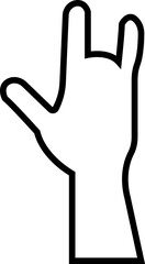 Human hand Gesture icon in trendy black line style. Hand drawn Emoji. Perfect vector for communication, body language, design element. Raise hand Waving sign symbol isolated on transparent background.