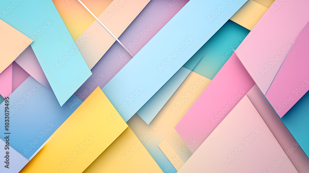Aufkleber overlapping geometric shapes with soft gradients in pastel and bold colors