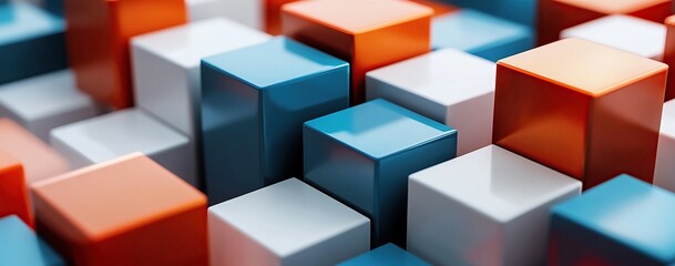 Obraz premium Abstract background with colorful cubes on a white surface, suitable for a business concept