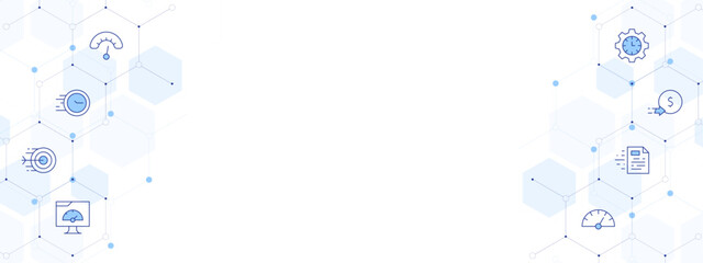 Speed Banner Vector Illustration with Two-sided Icon Style. Line Duotone icon. Containing fast, speed, arrow, file, speedometer, coin