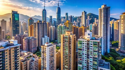 Obraz premium Discovering Hong Kong's High-Rise Living: A Stunning Architectural Perspective on Urban Density