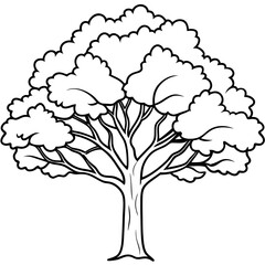 big tree line art
. Oaktree vector on a white background.