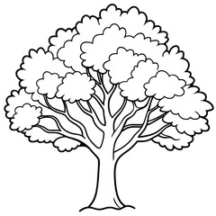 Fototapeta premium big tree line art . Oaktree vector on a white background.