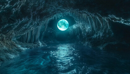 Fototapeta premium An underground system of caverns where the tides are governed by a mysterious underground moon