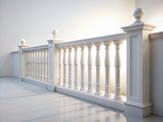 Fototapeta premium Elegant White Railing Fence on Crisp White Background for Product Photography