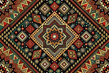 Ethnic Black Pattern Design with High Depth of Field for Unique Textiles and Backgrounds