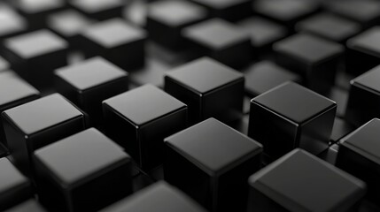 Fototapeta premium Abstract Black Cubes Geometric Pattern Minimalist Design