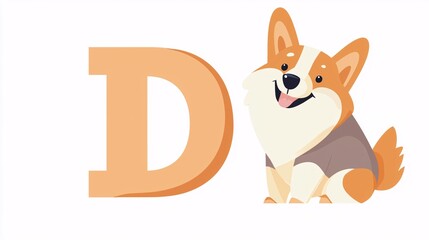 Fototapeta premium Cheerful Dog with the Letter D for Kids Learning