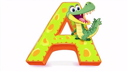 Playful Alligator with the Letter A in Cheerful Colors