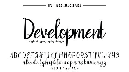 Development Font Stylish brush painted an uppercase vector letters, alphabet, typeface