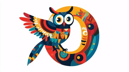 Observant Owl with the Letter O in Educational Design
