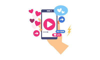 Viral video or video spreading virally on internet vector illustration