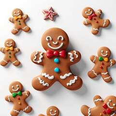 Festive 3D Gingerbread Man Icon: A Playful and Sweet Design Set on Crisp White Background