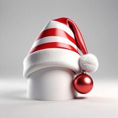 Stylized 3D Santa Hat Icon: Festive Media Element with Classic White Backdrop