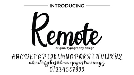 Remote Font Stylish brush painted an uppercase vector letters, alphabet, typeface