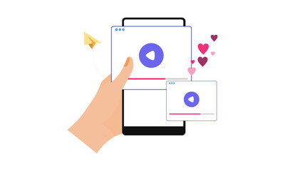 Viral video or video spreading virally on internet vector illustration