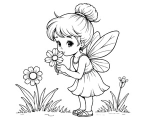 Beautiful Fairy coloring pages for kids