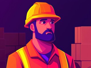 Conveying the spirit of the workforce a pensive construction worker amidst the busy industrial landscape