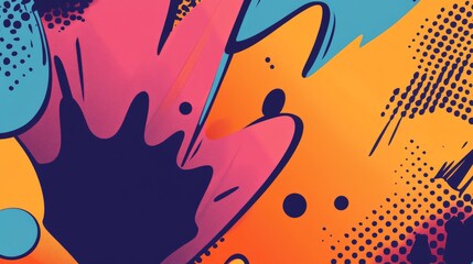 Vibrant Abstract Art with Playful Shapes and Vibrant Colors